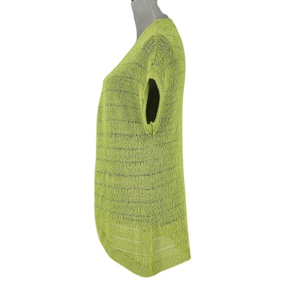 Coldwater Creek Sweater Womens Medium 10 12 Lime Green Cardigan Nautical Beach - Picture 5 of 13